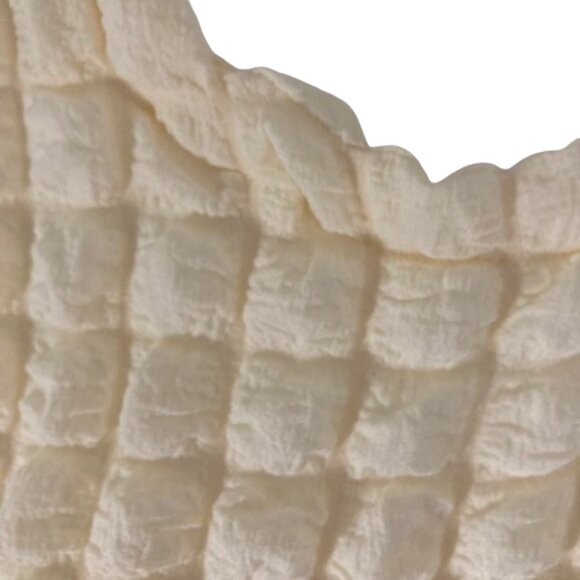 Shein Dress, Off-White Textured Bubble Party Fit and Flare Puff Sleeves, sz M. - Picture 5 of 13